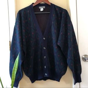 Vintage Argyle Navy Sweater Cardigan